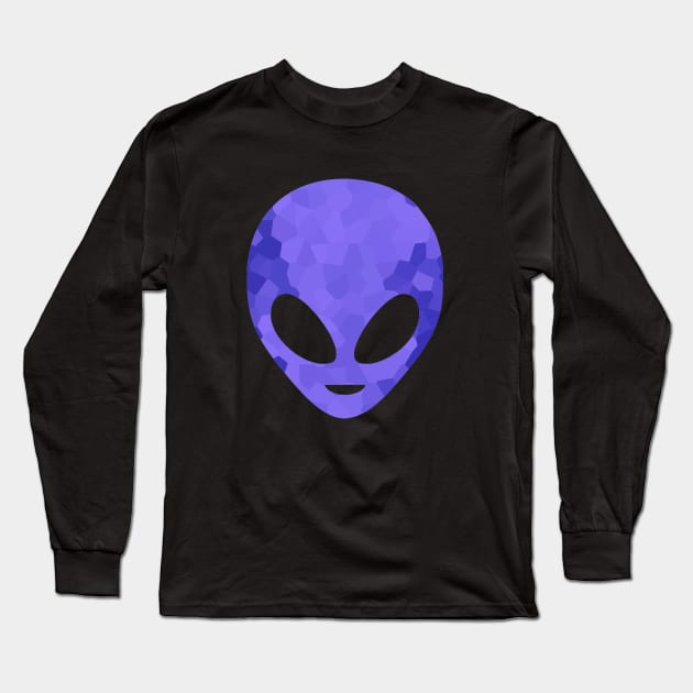 BLUE Alien Head Long Sleeve T-Shirt by SartorisArt1